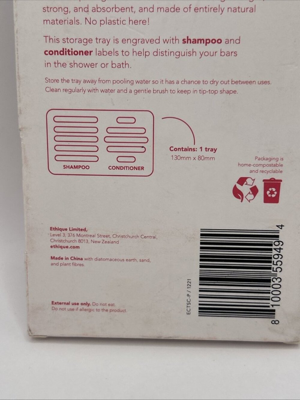 Ethique Storage Tray Pink for Solid Shampoo & Conditioner Hair Bars Fits 2 - Picture 5 of 11